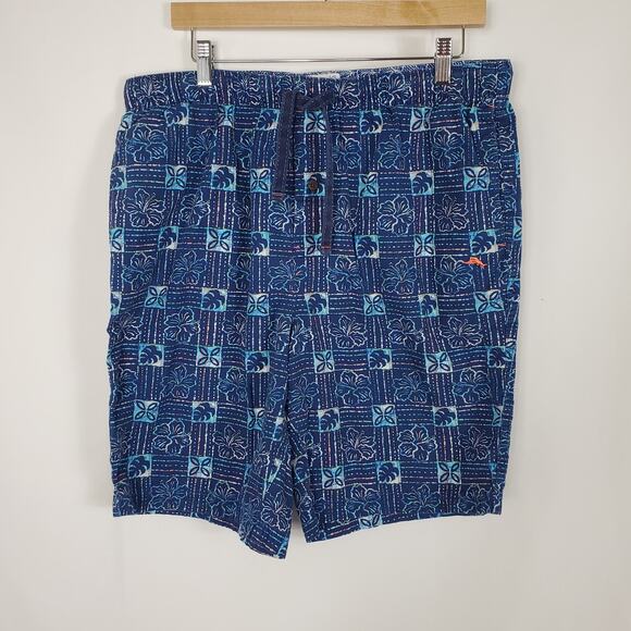 Tommy Bahama Blue Printed Swim Trunks Board Shorts Men’s Size Large - Picture 1 of 6